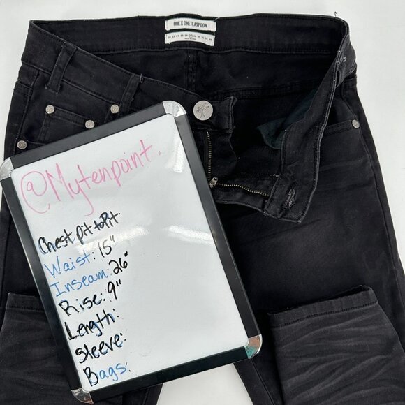 One Teaspoon X Freebirds Black Distressed Skinny Y2K Retro Denim 27 Ankle Jeans - Picture 7 of 8